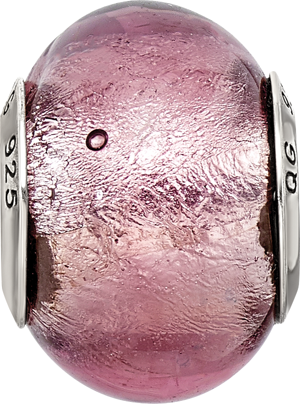 Lavender Italian Murano Glass Bead in Sterling Silver
