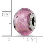 Lavender Italian Murano Glass Bead in Sterling Silver