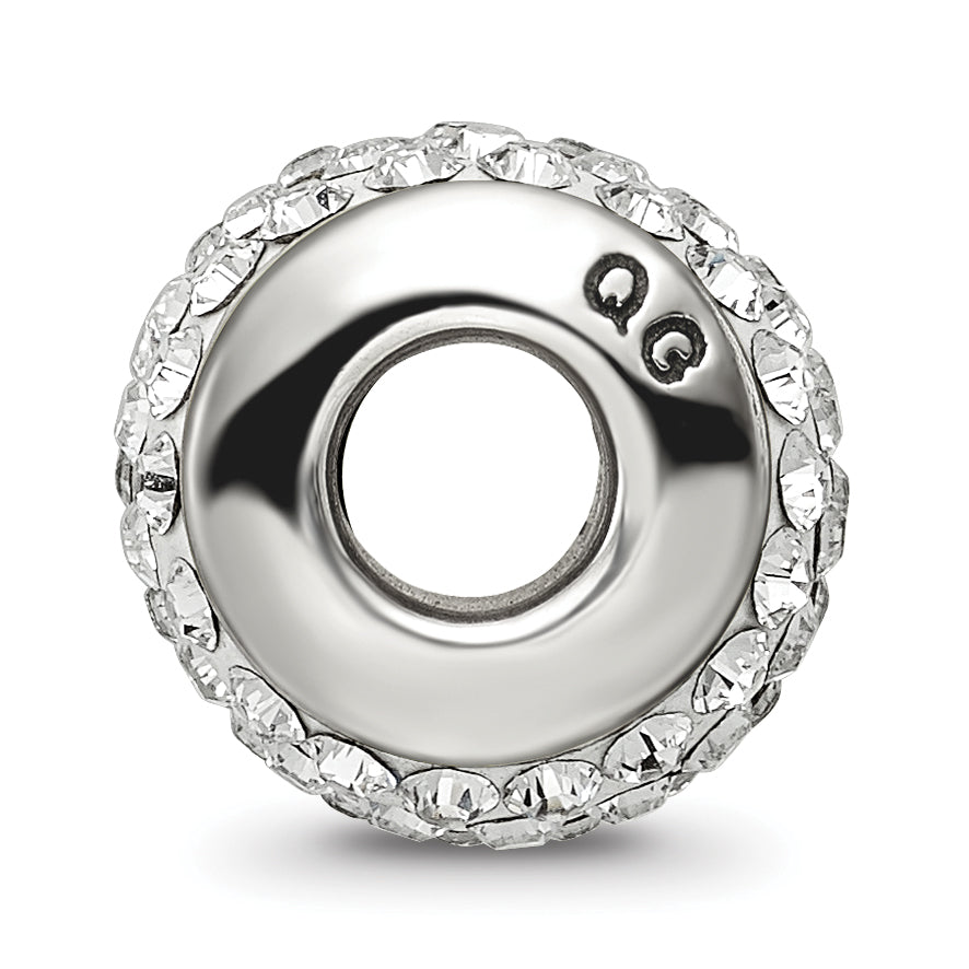Sterling Silver 925 Crystal Bead with White Preciosa Stone Polished Finish Secondary image