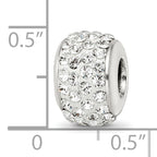 Sterling Silver 925 Crystal Bead with White Preciosa Stone Polished Finish