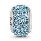 Sterling Silver 925 Polished Bead with Sky Blue Preciosa Crystal