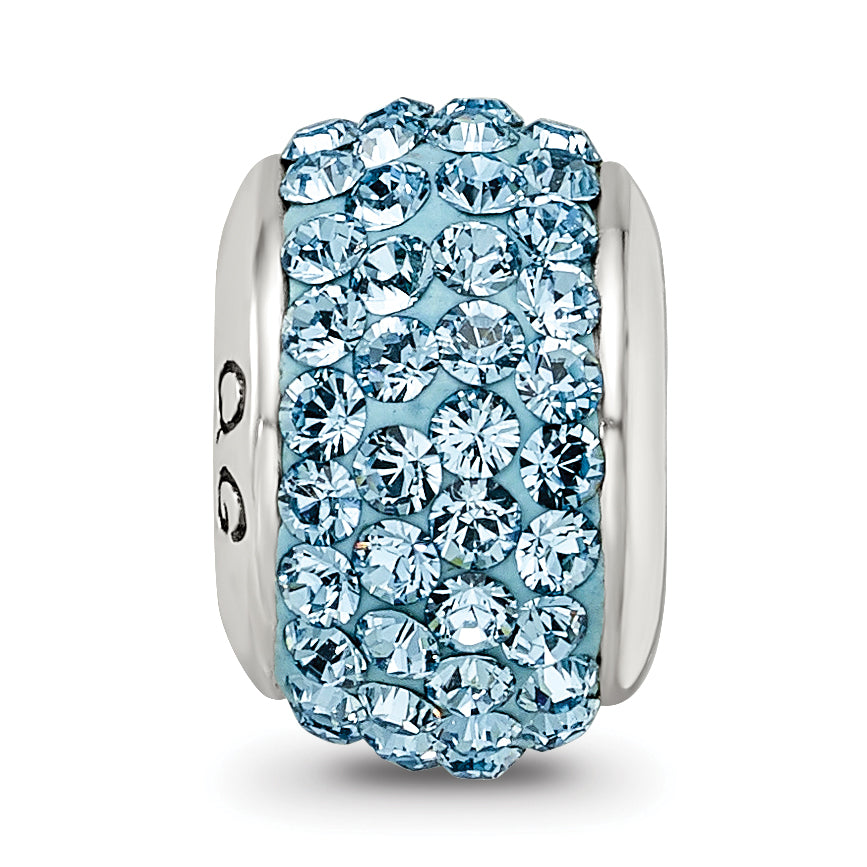 Sterling Silver 925 Polished Bead with Sky Blue Preciosa Crystal