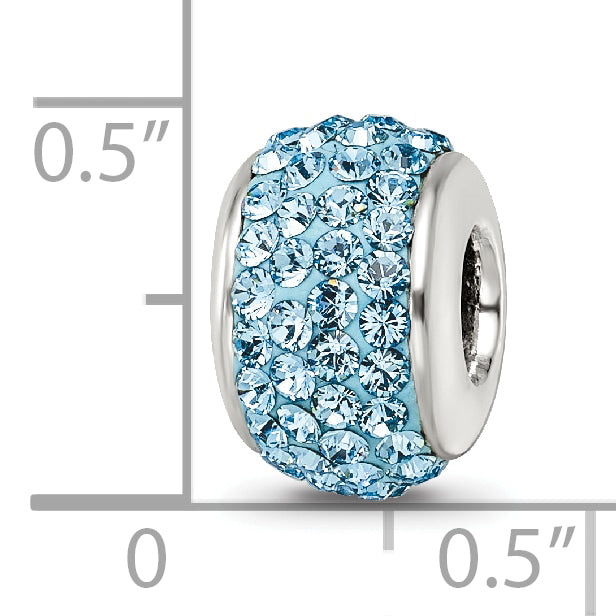 Sterling Silver 925 Polished Bead with Sky Blue Preciosa Crystal