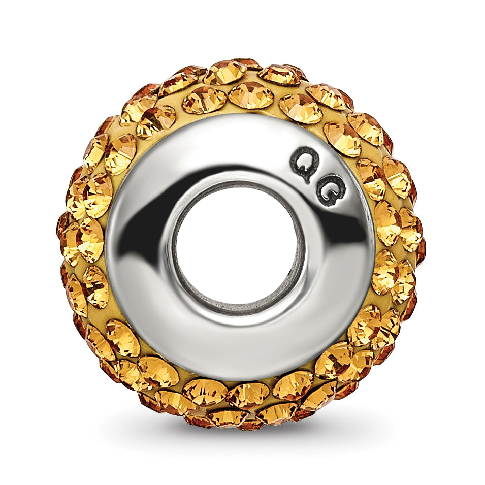 Sterling Silver 925 Orange Crystal Bead with Polished Finish Elegant Design