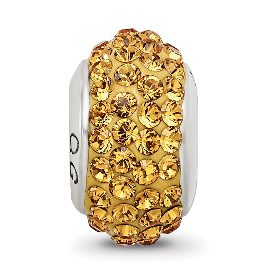 Sterling Silver 925 Orange Crystal Bead with Polished Finish Elegant Design