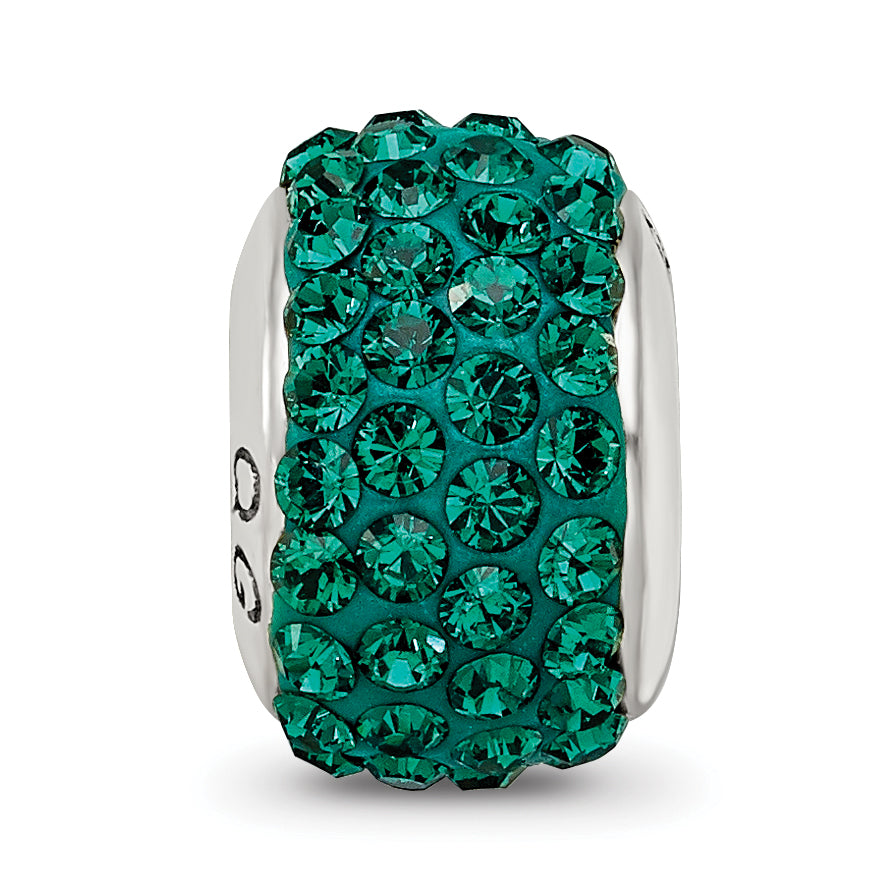 Sterling Silver 925 Green Crystal Bead with Polished Finish Elegant Design