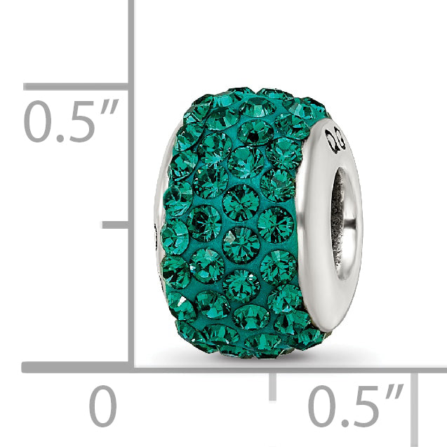 Sterling Silver 925 Green Crystal Bead with Polished Finish Elegant Design