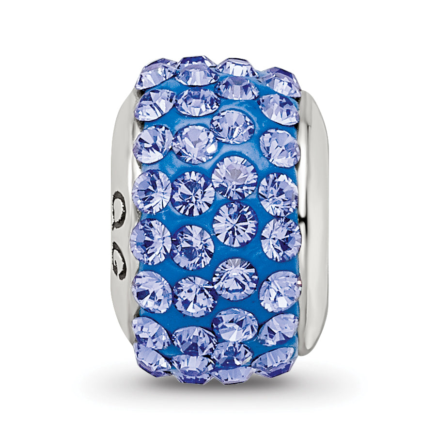 Sterling Silver Blue Preciosa Crystal Bead with Polished Finish