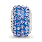 Sterling Silver Blue Preciosa Crystal Bead with Polished Finish