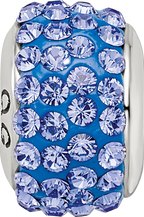Sterling Silver Blue Preciosa Crystal Bead with Polished Finish