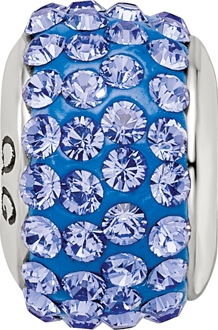Sterling Silver Blue Preciosa Crystal Bead with Polished Finish