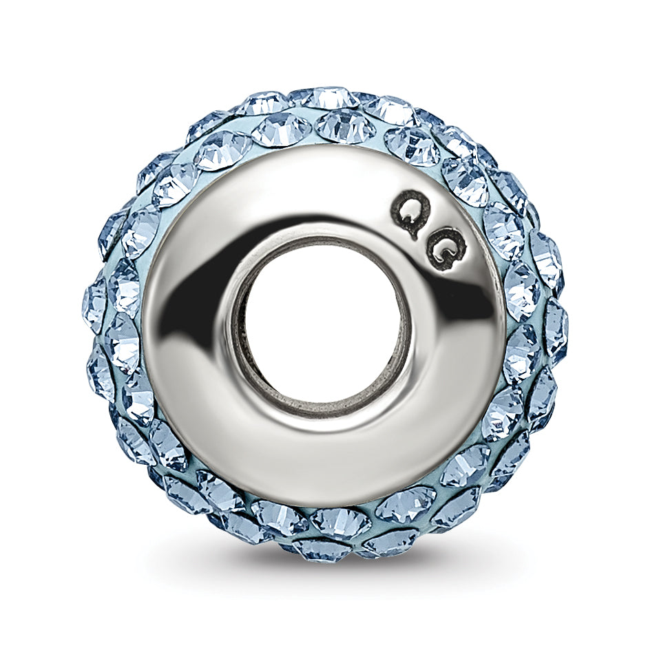 Sterling Silver 925 Polished Bead with Light Blue Crystal Stone Secondary image