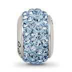 Sterling Silver 925 Polished Bead with Light Blue Crystal Stone