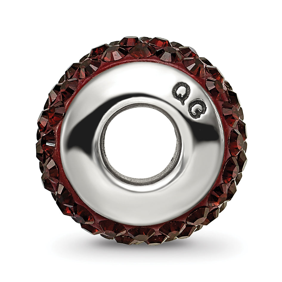 Sterling Silver 925 Crystal Bead with Red Preciosa Stone, Polished Finish Secondary image