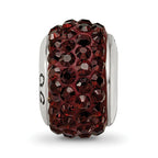 Sterling Silver 925 Crystal Bead with Red Preciosa Stone, Polished Finish