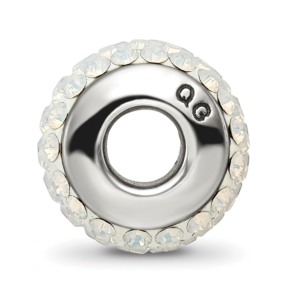 Sophia Jewelers Sterling Silver Crystal Bead with White Preciosa Stones Polished Finish