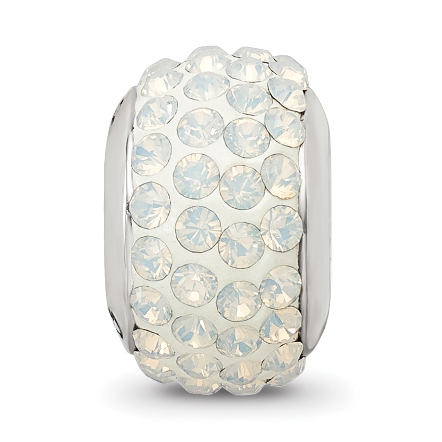 Sophia Jewelers Sterling Silver Crystal Bead with White Preciosa Stones Polished Finish