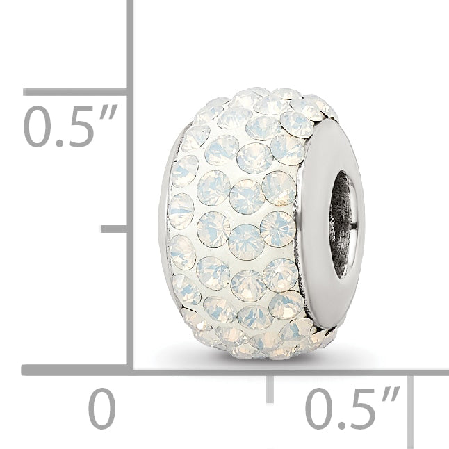 Sophia Jewelers Sterling Silver Crystal Bead with White Preciosa Stones Polished Finish