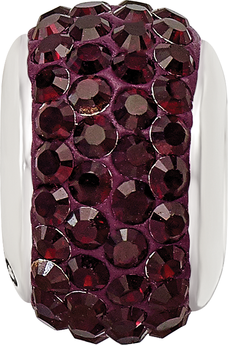 Sterling Silver 925 Crimson Crystal Bead with Polished Finish Elegant Design