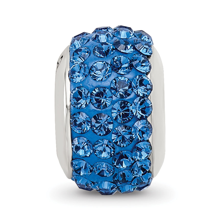Sterling Silver 925 Blue Crystal Bead with Polished Finish