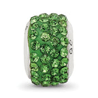Sterling Silver 925 Polished Green Preciosa Crystal Bead, Solid & Elegant