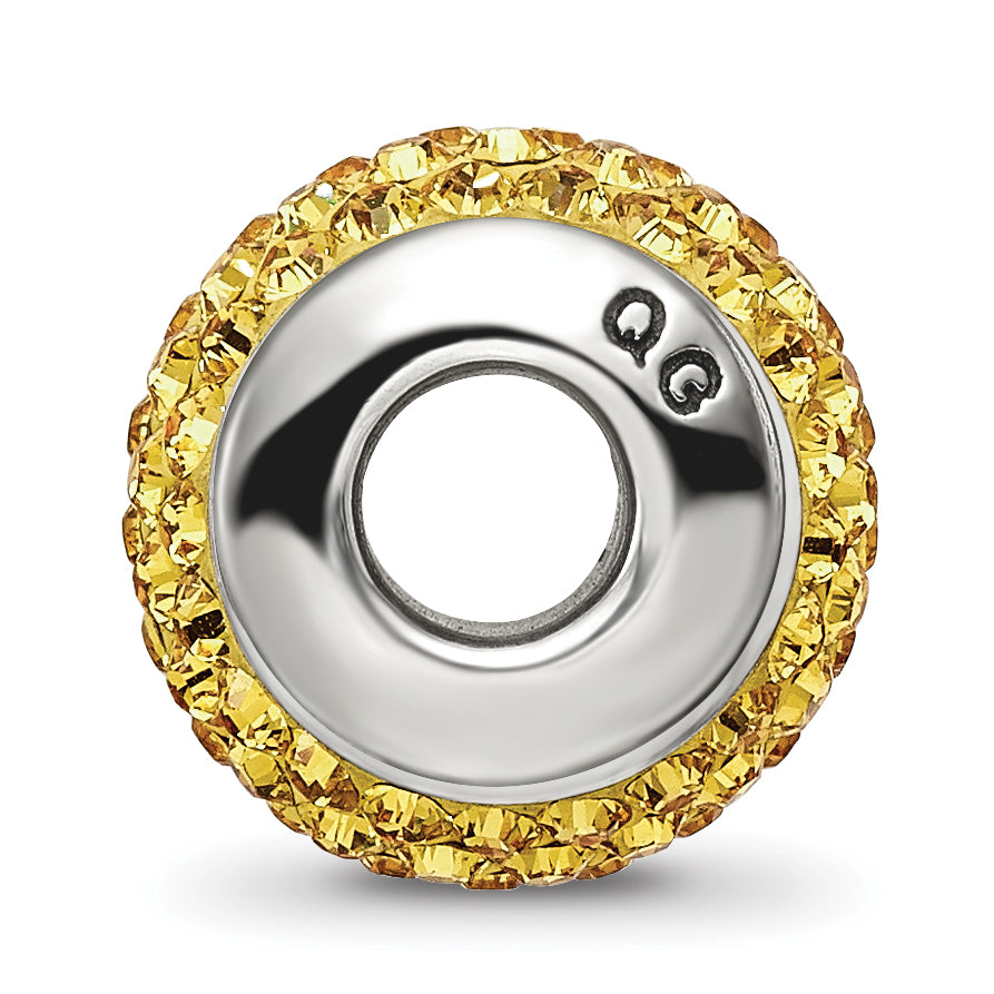 Yellow Crystal Bead Charm in Sterling Silver