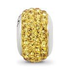 Yellow Crystal Bead Charm in Sterling Silver