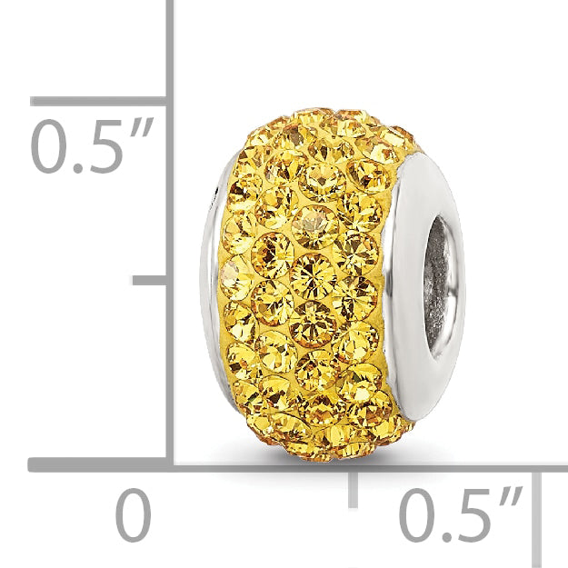 Yellow Crystal Bead Charm in Sterling Silver