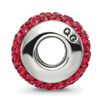 Sterling Silver 925 Polished Bead with Scarlet Preciosa Crystal  Elegant & Solid