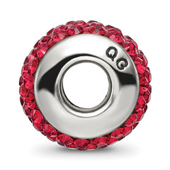 Sterling Silver 925 Polished Bead with Scarlet Preciosa Crystal  Elegant & Solid