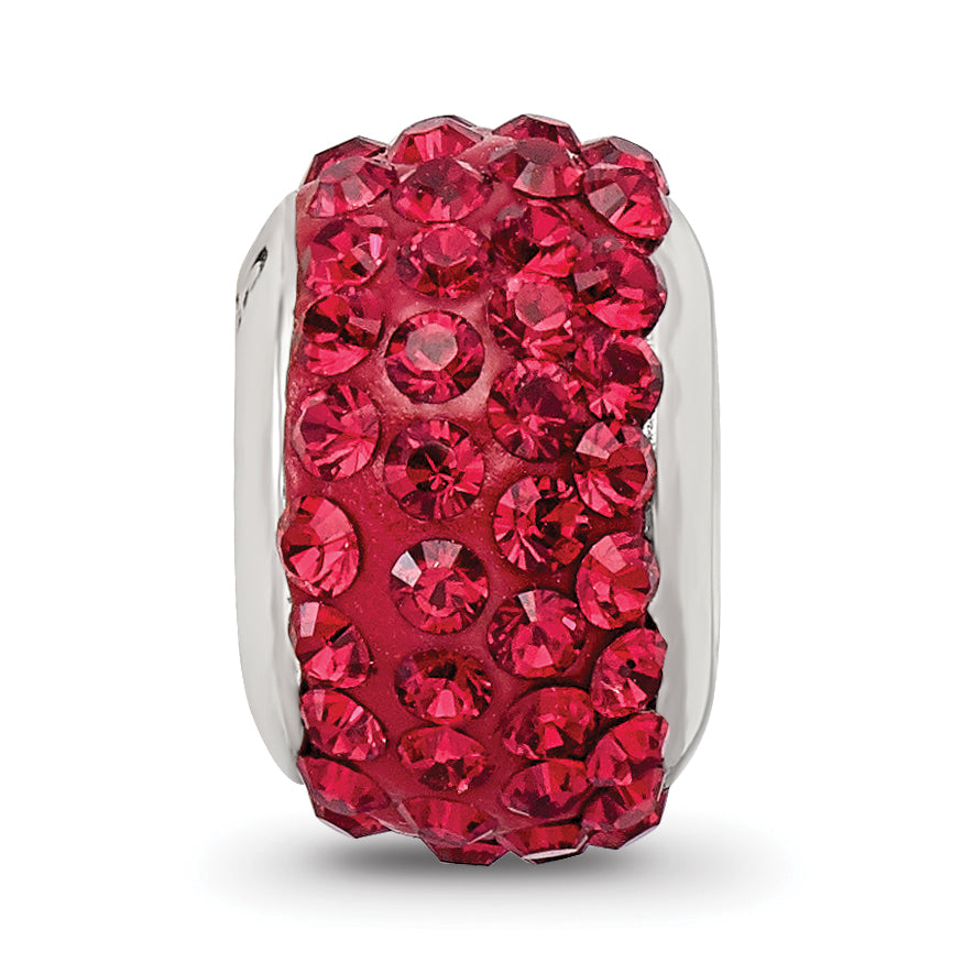 Sterling Silver 925 Polished Bead with Scarlet Preciosa Crystal  Elegant & Solid