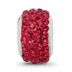 Sterling Silver 925 Polished Bead with Scarlet Preciosa Crystal  Elegant & Solid