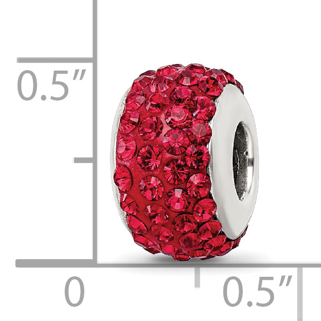 Sterling Silver 925 Polished Bead with Scarlet Preciosa Crystal  Elegant & Solid