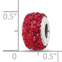 Sterling Silver 925 Polished Bead with Scarlet Preciosa Crystal  Elegant & Solid