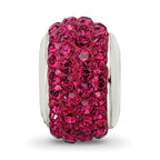 Sterling Silver Maroon Preciosa Crystal Bead with Polished Finish