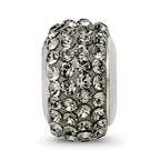 Sterling Silver 925 Polished Crystal Bead with Grey Preciosa Stone