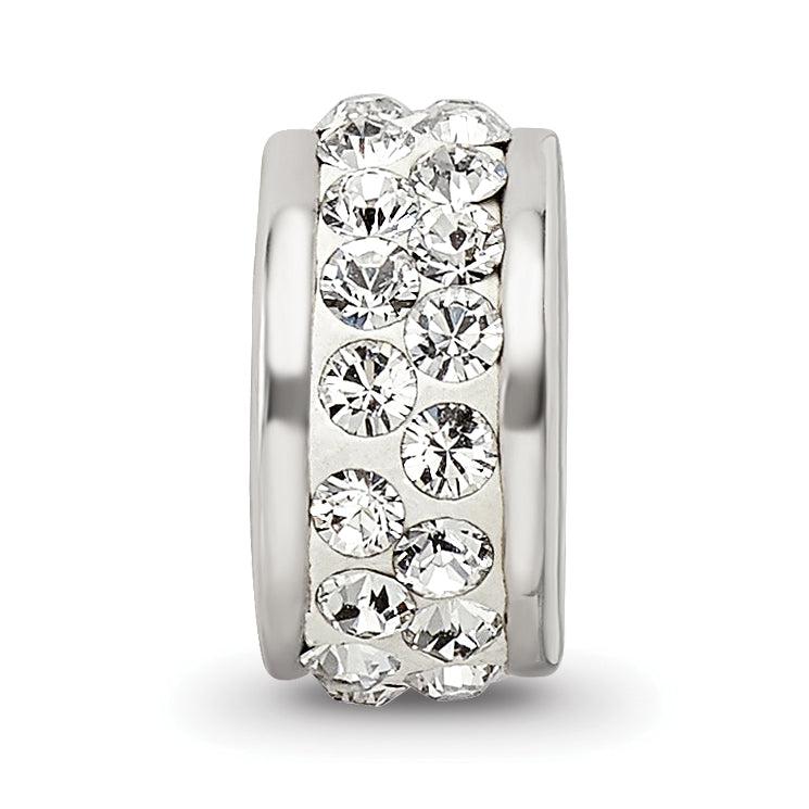Sterling Silver 925 Double Row White Crystal Bead with Polished Finish