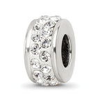 Sterling Silver Reflections Double Row White Preciosa Crystal Bead