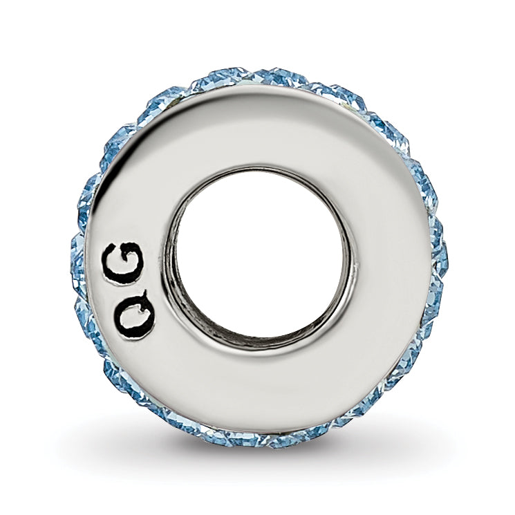 Sterling Silver 925 Double Row Crystal Bead with Polished Finish in Sky Blue