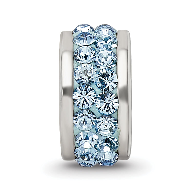 Sterling Silver 925 Double Row Crystal Bead with Polished Finish in Sky Blue
