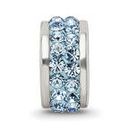 Sterling Silver 925 Double Row Crystal Bead with Polished Finish in Sky Blue