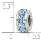 Sterling Silver 925 Double Row Crystal Bead with Polished Finish in Sky Blue