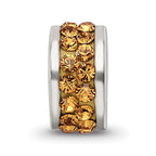 Sterling Silver 925 Orange Crystal Bead with Double Row Design