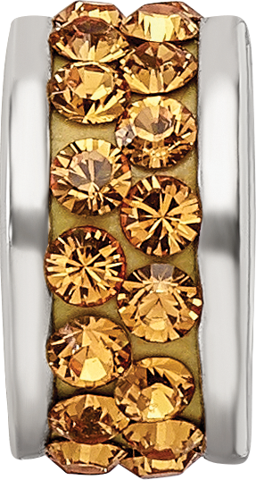 Sterling Silver 925 Orange Crystal Bead with Double Row Design