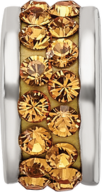 Sterling Silver 925 Orange Crystal Bead with Double Row Design