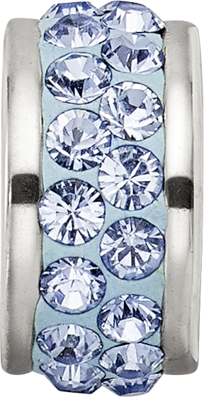 Sterling Silver 925 Double Row Light Blue Crystal Bead with Polished Finish