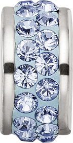 Sterling Silver 925 Double Row Light Blue Crystal Bead with Polished Finish