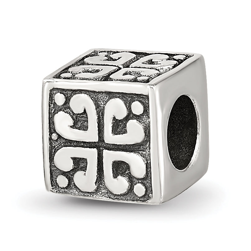 Sterling Silver Reflections Heart Cube Bead Main image