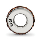 Sterling Silver 925 Double Row Brown Crystal Bead Polished Finish