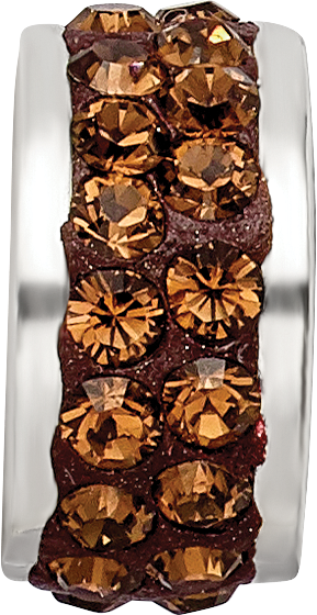 Sterling Silver 925 Double Row Brown Crystal Bead Polished Finish